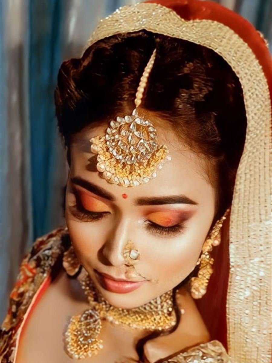 Orange smoky eye makeup close up. Party HD Makeup Bhubaneswar | Sha lov Khandagiri Jagamara